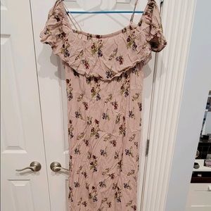 Dress, ankle length, off the shoulder